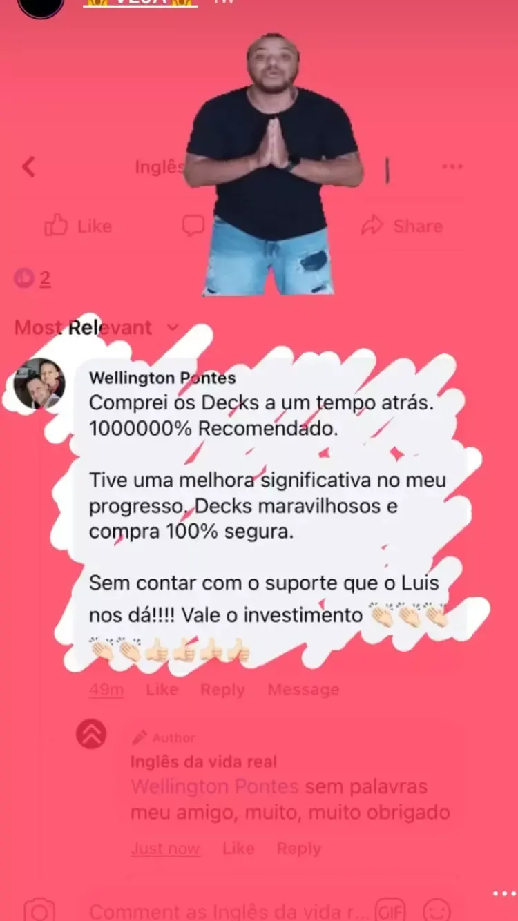 Depoimento de aluno no WhatsApp